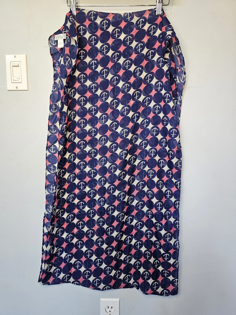 Charming Charlie Nautical Anchor Print Infinity Scarf Navy Pink White Loop Scarf